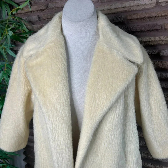 Lilli Ann Vintage 50s 60s Cream Ivory Mohair Swing Coat - Picture 7 of 9